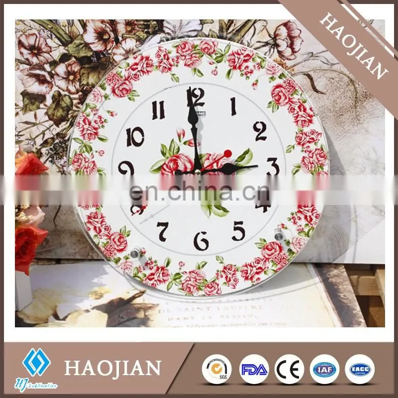 Sublimation tempered glass clock, smooth surface with white coating,round shape dia200*4mm or square shape 200x200x4mm