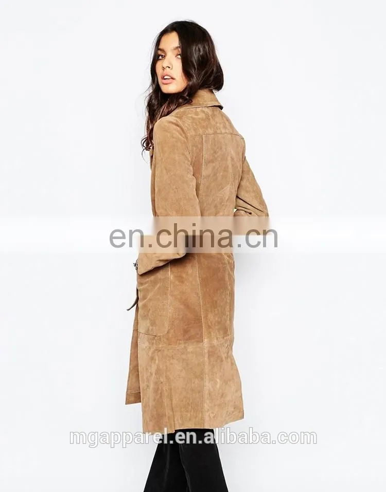 New arrival winter suede coat 100% Leather suede fabric ladies long winter coats for women