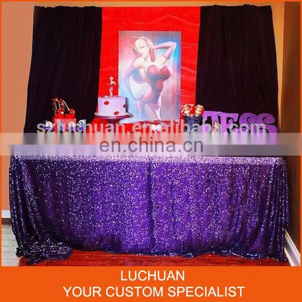 Latest Product Purple Shiny Sequin Cheap Wedding Table Overlay