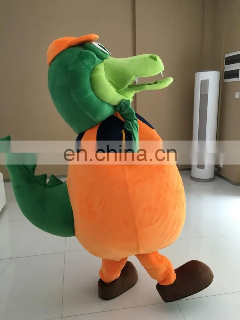 2016 New arrival adult green alligator cartoon characters costume for sale green alligator mascot costume cosplay