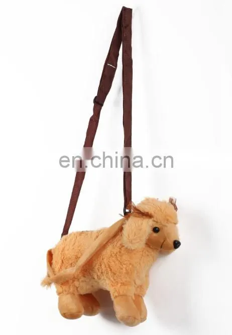 Creative factory price stuffed animal shaped plush dog handbag for kids