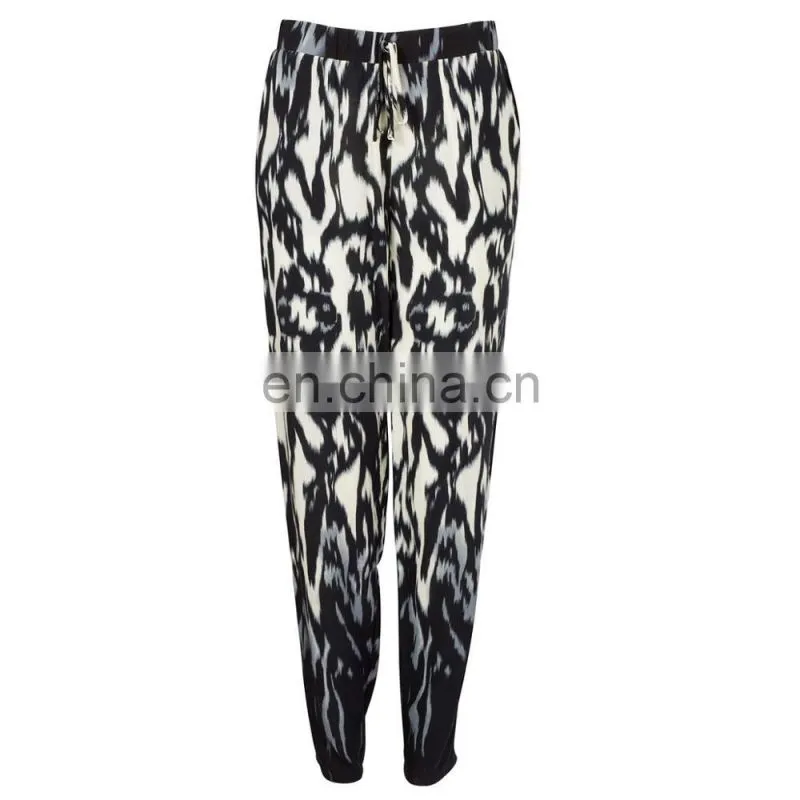 Wholesale Ladies Baggy Printed Rayon Woven Trouser Long Pants