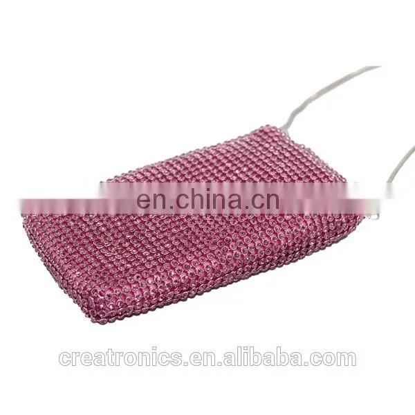 CR europe tast passed diamond surface long snake chian rectangle shaped pink color new fancy cell phone neck hanging bag