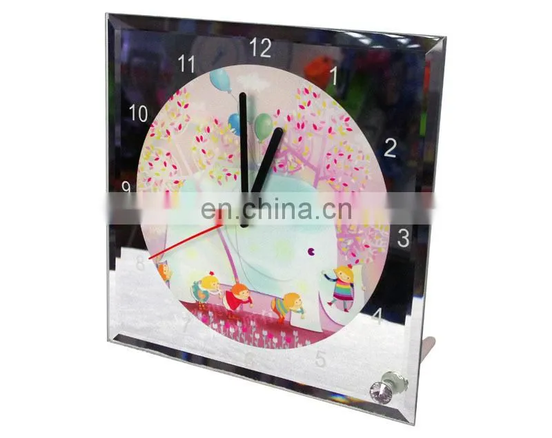 Glass Frame Clock with Stand blank sublimation glass photo frame with clock