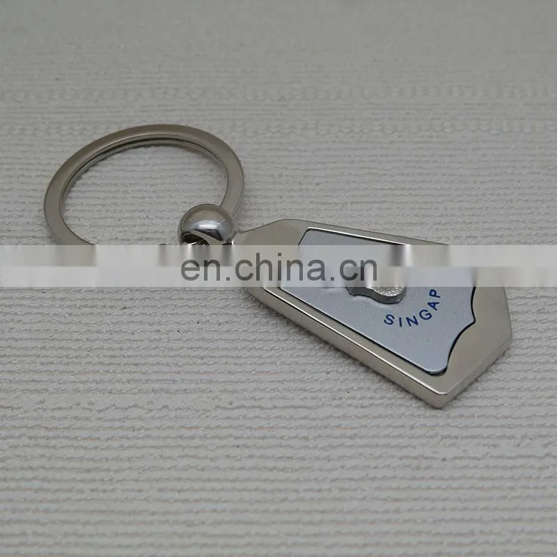 Custom logo Singapore design metal keychain/promotional zinc alloy foil keyring