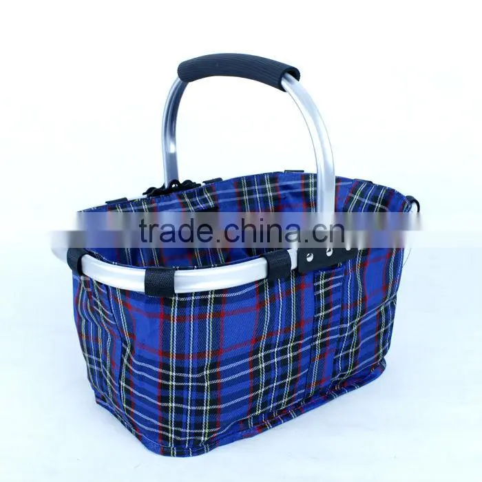 Foldable shopping basket with color fabric and aluminum tube