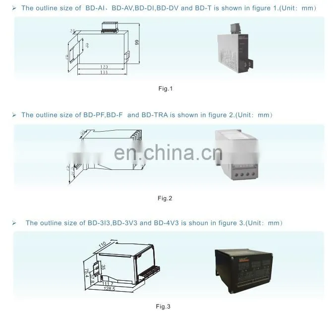 Single phase current transducer BD-AI/C with RS485 communication