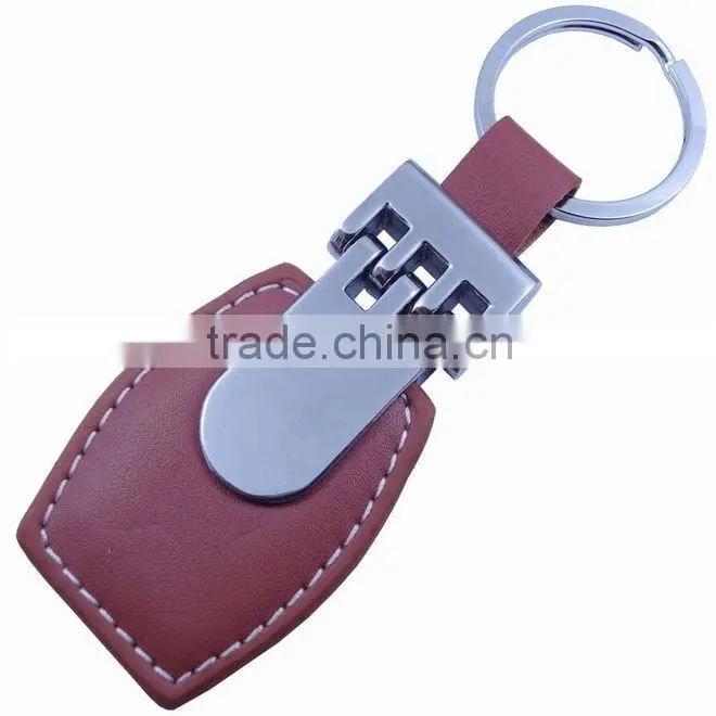 Leather fringed keychain with hook for bag