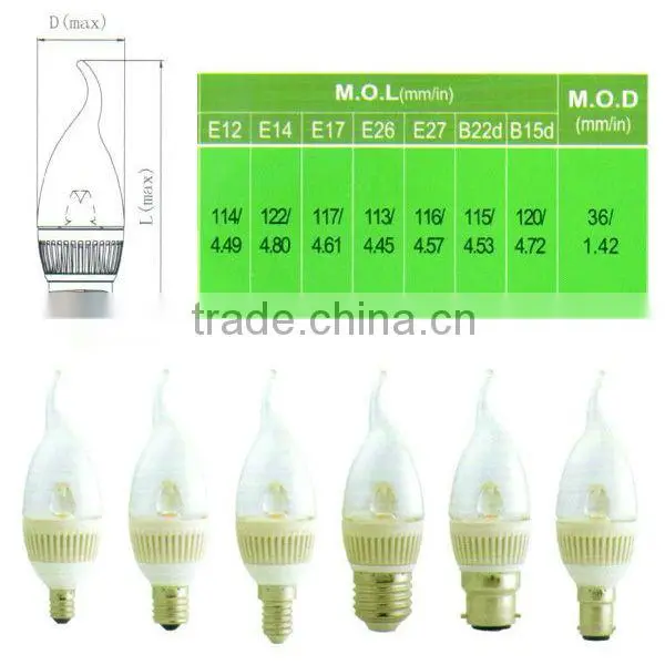 Wholesale Warm White High Lumonius Flux 300lm 5W LED Candles