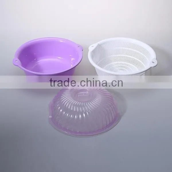 fashion plastic kitchen sieve set with lid and handle