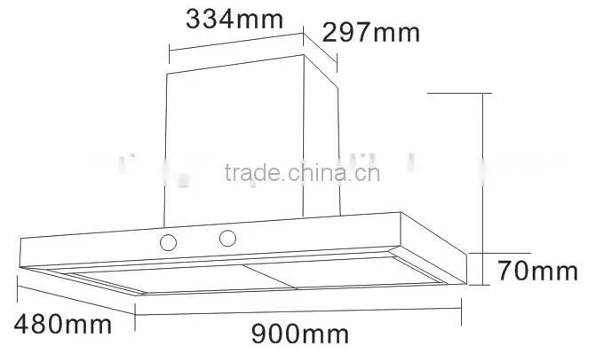 90cm T type italian range hood with mechanical knob