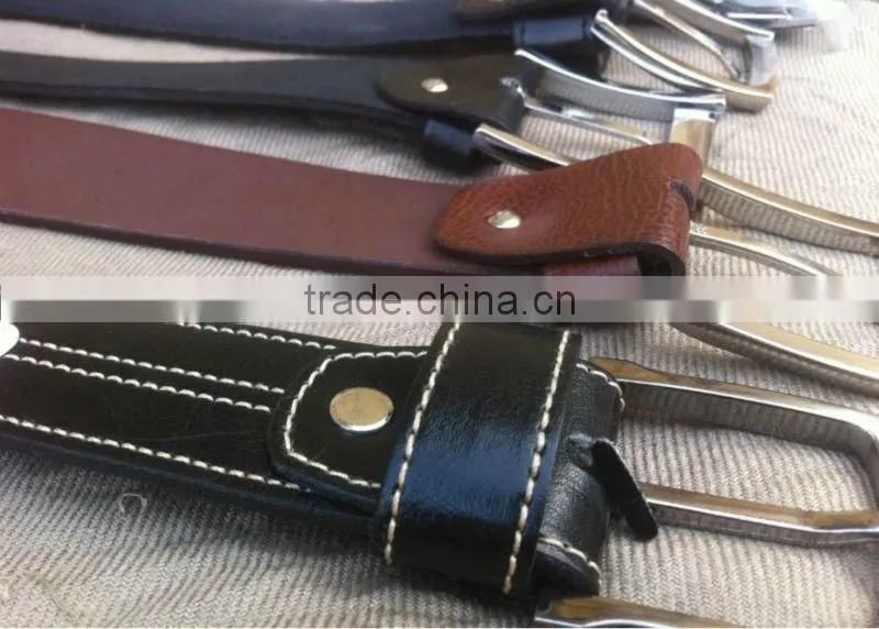 New Mens Double Holes Dress Casual Black Leather Belt 2Prong Roller Removable Buckle