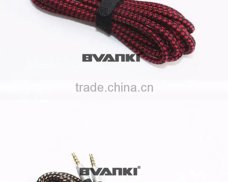 new products 2016 Quality nylon Fabric braided Aux cable 3.5mm male male colorful audio cable free samples