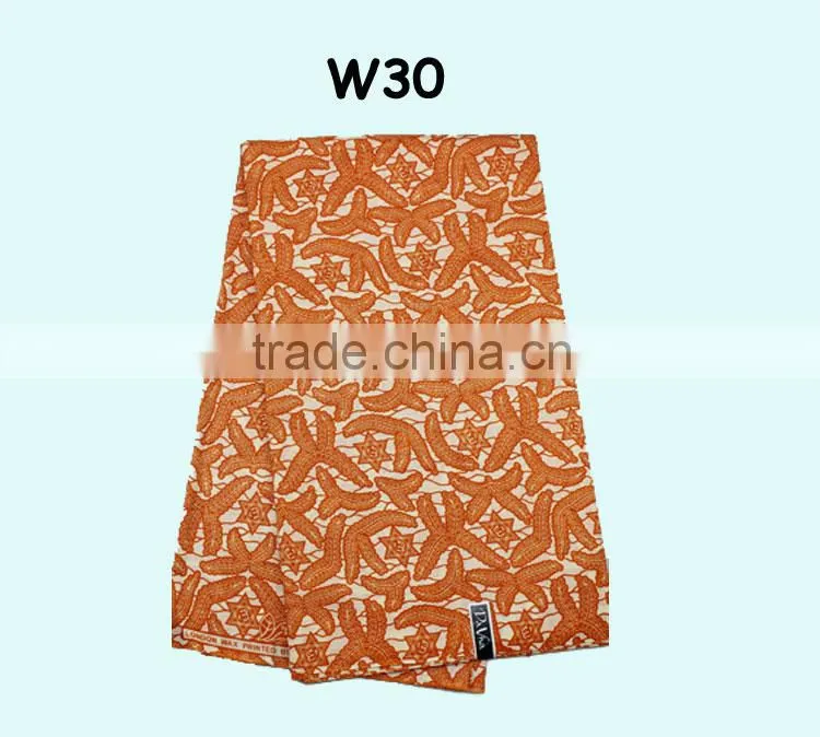 wholesale 100% cotton real wax prints fabric african for lady dresses W30