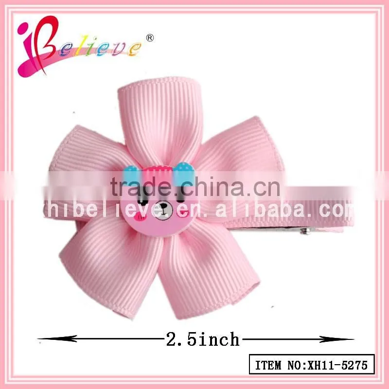 2015 Chinese fashion jewelry ribbon flower hair clip,make fabric flower hair clips
