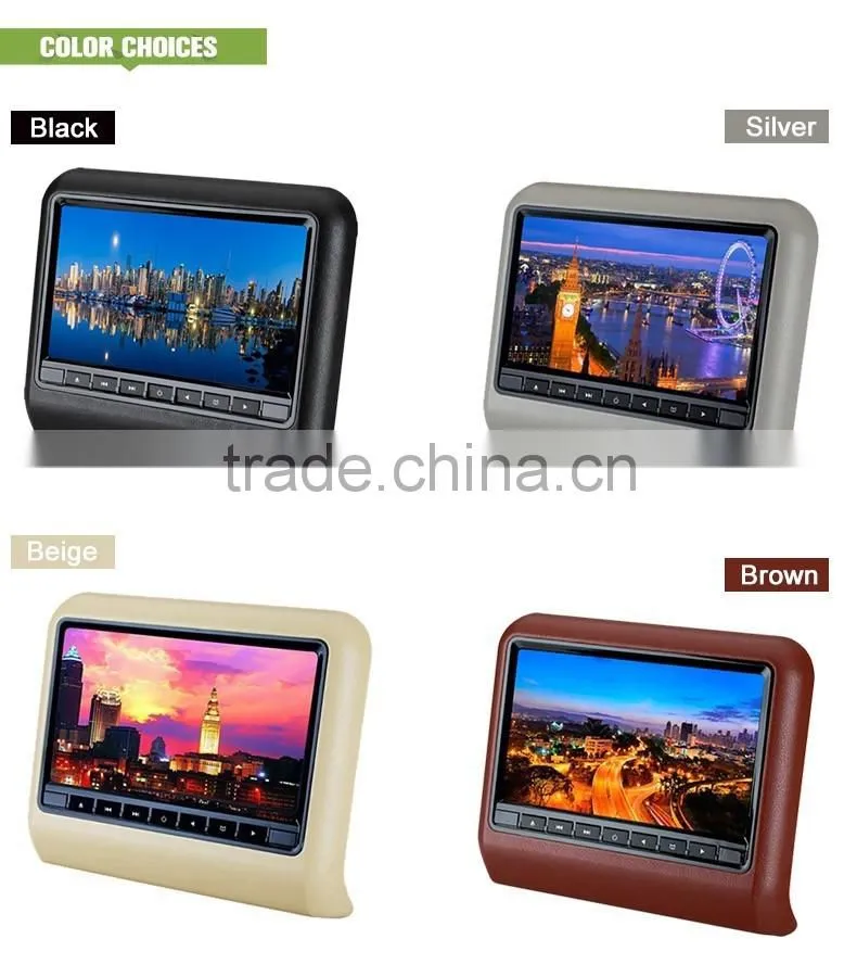 Hot selling Car monitor with 9 inch screen ,Car Headrest DVD without pillow