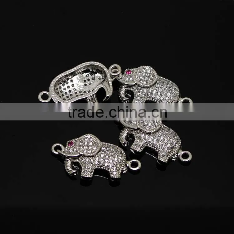 CZ6444 mirco cz pave elephant bracelet charm connector