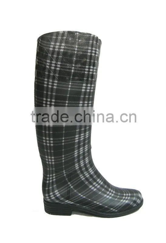 Women PVC High Boot with Check lining