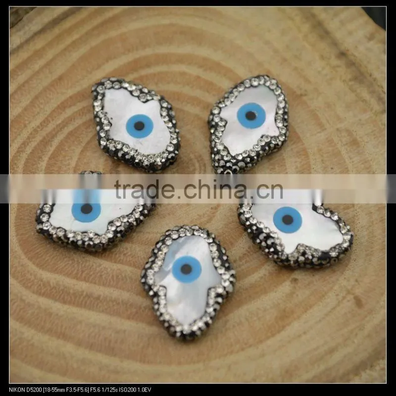 LFD-0048B Wholesale Palm Evil Eye Shell Pave Rhinestone Connector Beads For Bracelet Jewelry Making