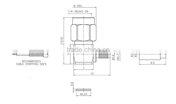SMA Plug Male Right Angle Coaxial Connector 50 ohms For 178U Cable