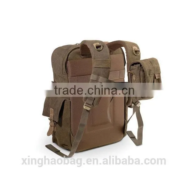 2014 brown canvas camera backpack for men camera laptop backpack