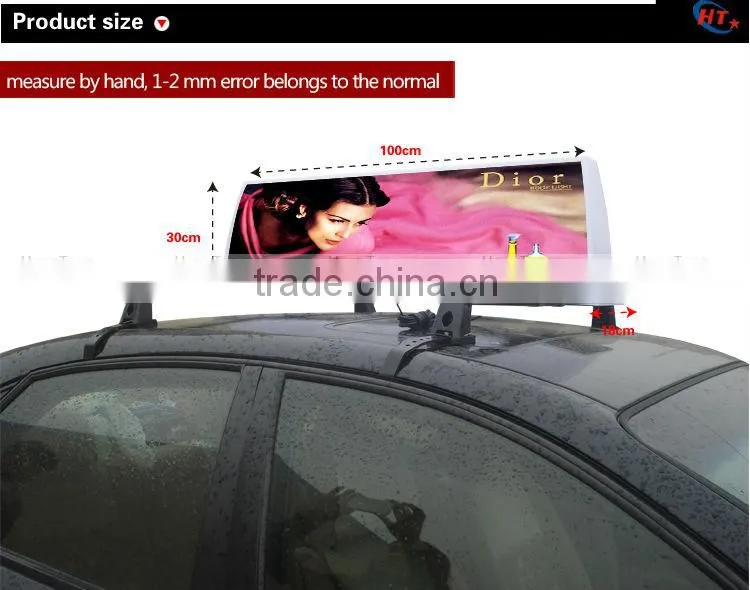Auto lighting slim led taxi top advertising
