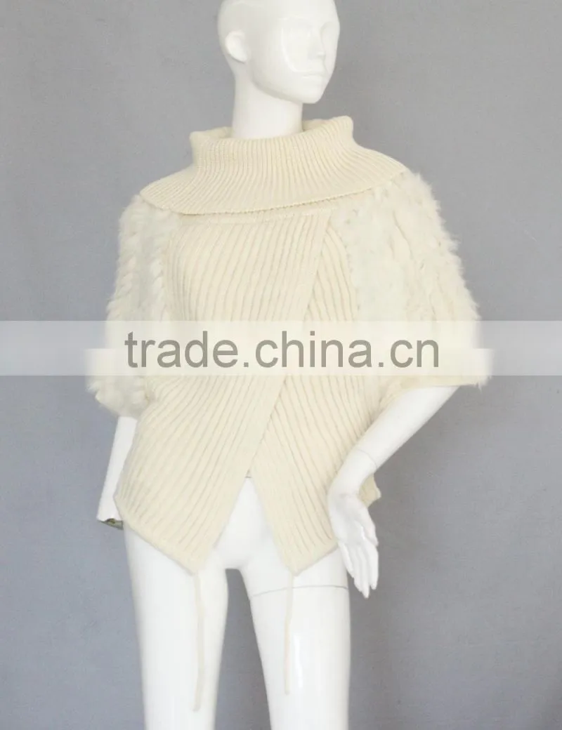 QD80282 2015 Women Design Good Quality Casual Sweater Knitted Rabbit Fur Vest