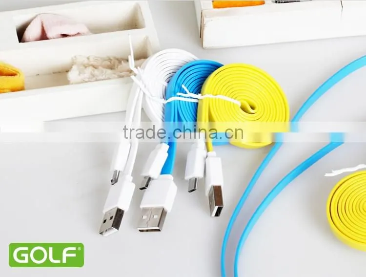 GOLF fast charging USB flat cable for android phone quick charge and data noodle micro cable for android device