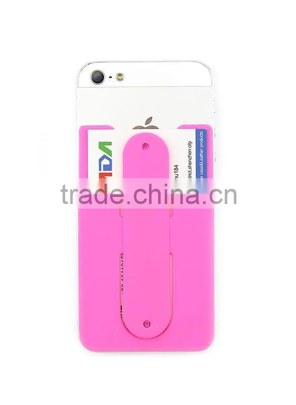 Custom made silicone 3m sticker smart wallet mobile card holder