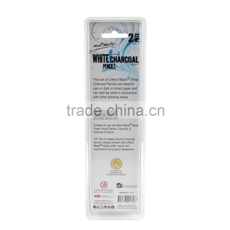 Mont Marte White Charcoal Pencils Lge Hex 2pce