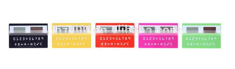Solar Powered Gift Items/ Porket Mini Card Shape Solar Unique Calculator/ Electronic Gift Logo Custom Printed OEM Manufacturer