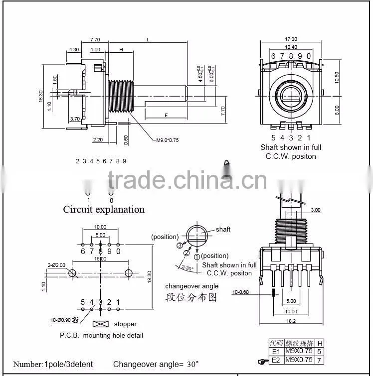 17mm electric rotating switch
