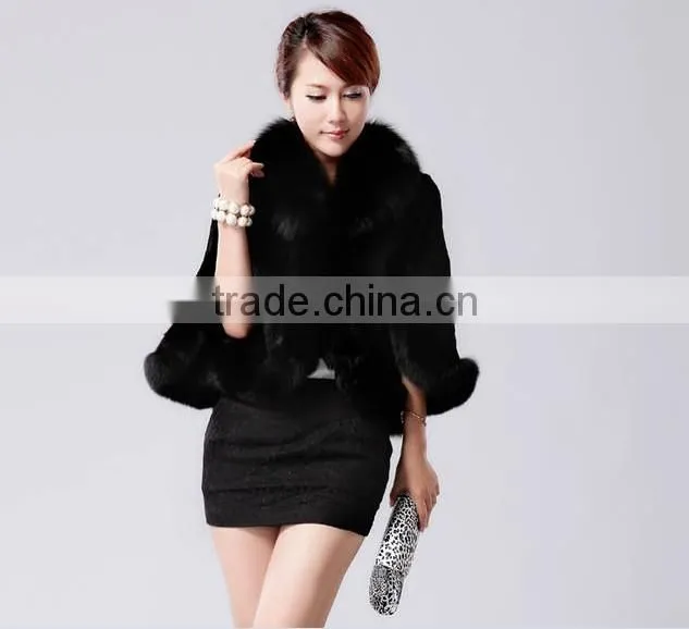 rex14027 2014 Wholesale New Fashion black Rabbit Fur Vest