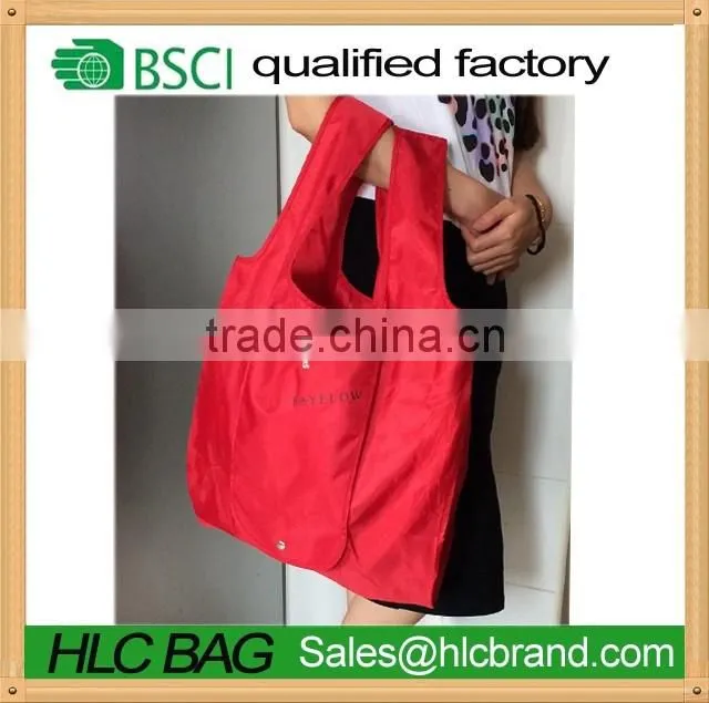 2016 New design eco rpet folding shopping bag with button