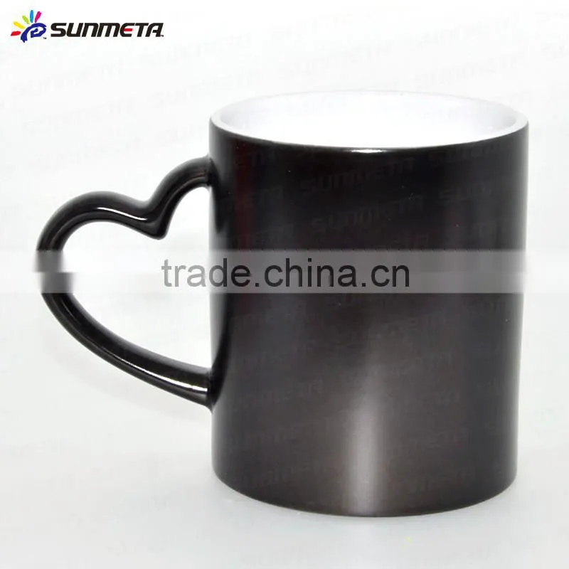 Sunmeta whole sale 11oz Blank Sublimation Color Changing Mug heart handle