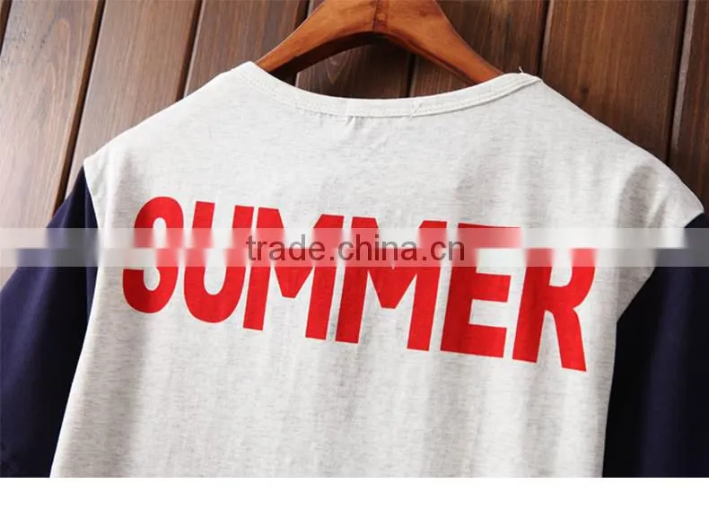China alibaba short sleeve o neck printed colorblock t-shirt