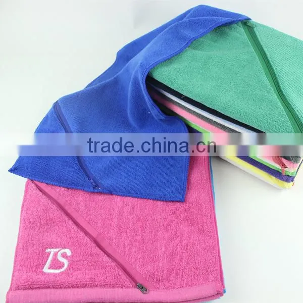 35*75 cm micro fiber pe towel gym towel with zipper