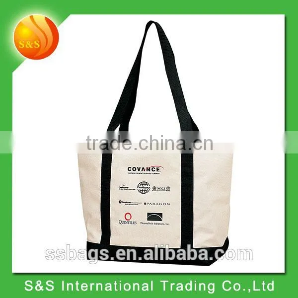Two-tone classic design carry-all custom canvas tote bag