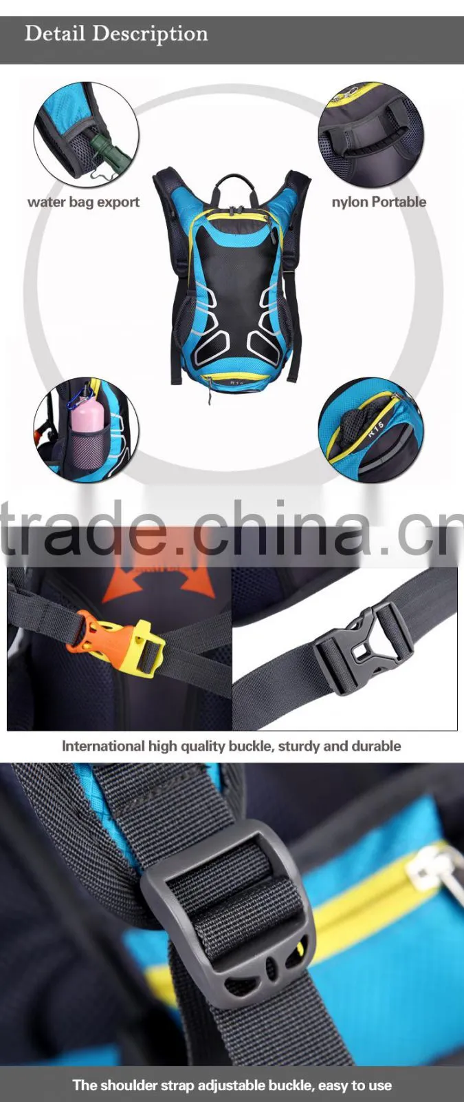 2015 New style cycling backpack with water outlet pro nylon sport backpack