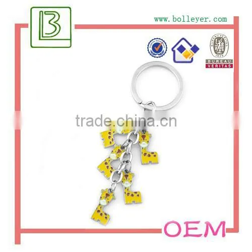 Custom enamel metal giraffe design keychain