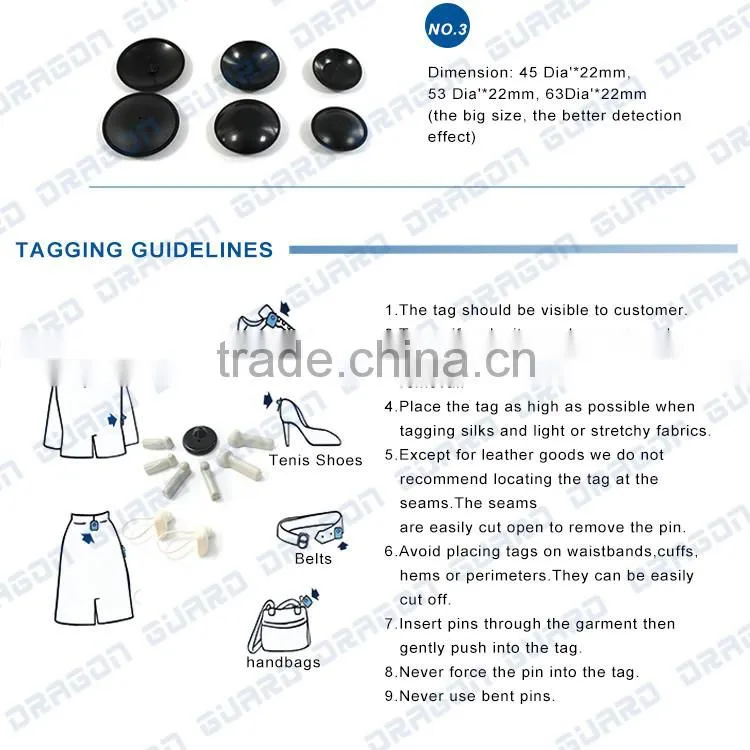 Clothing Retail RF/AM Anti-theft EAS Golf round tag