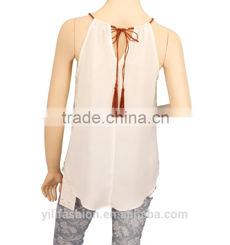 NEW arrival 2015 Summer Women's sleeveless shirt chiffon Blouse Tops