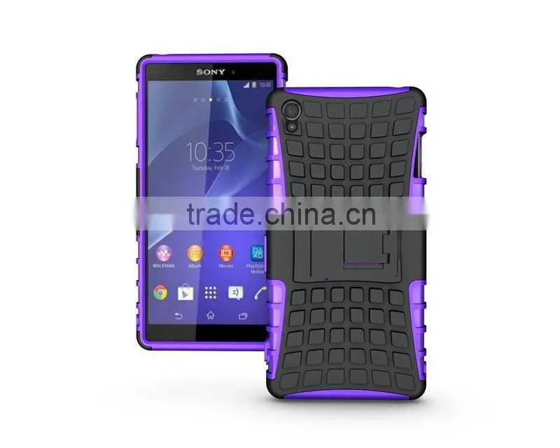Dual Layer Tough Rugged Kickstand Hybrid Heavy Duty Armor Shockproof Case For Sony Z3