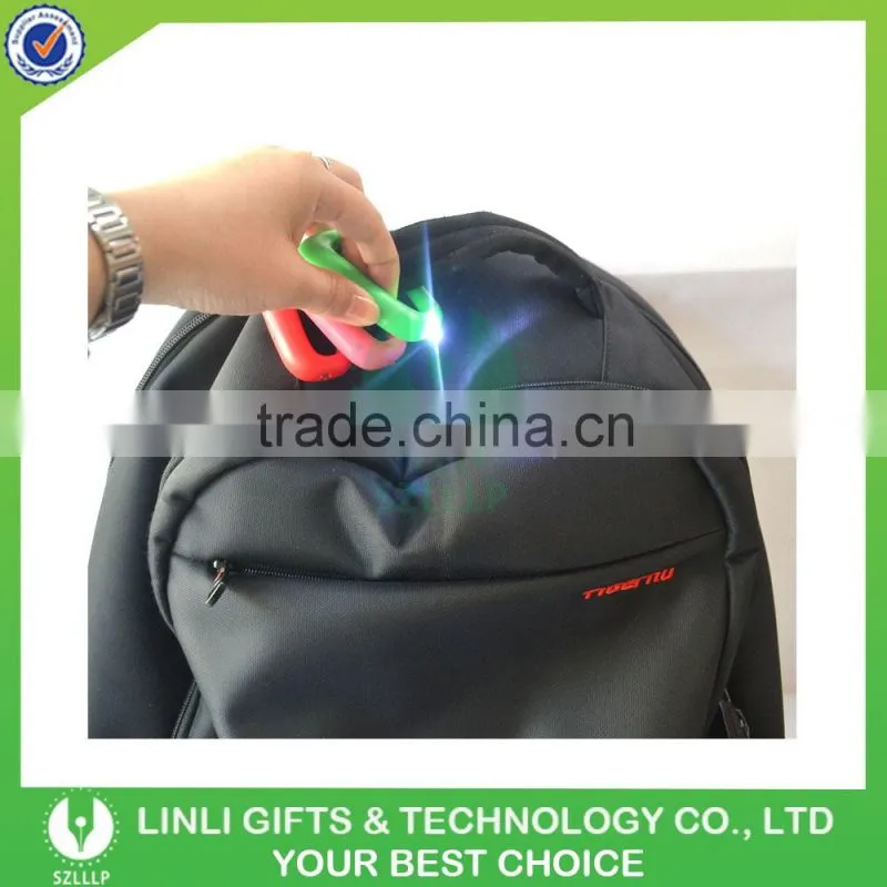 Logo Printed Plastic LED Flashlight Carabiner Keychain