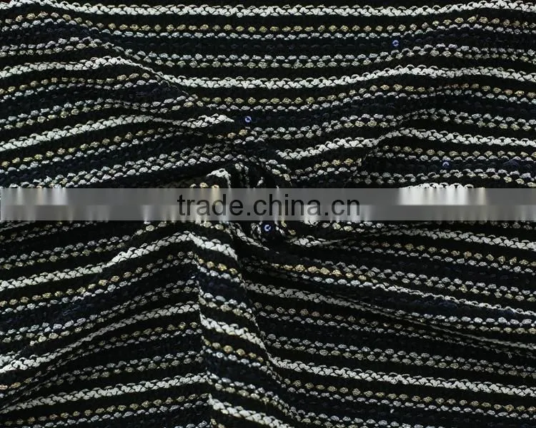 Jiufan Textile 2015 Latest Fashion Design Hacci Knitted With Sequins Polyester Rayon Cotton Lurex Fabric for Sweater Garment