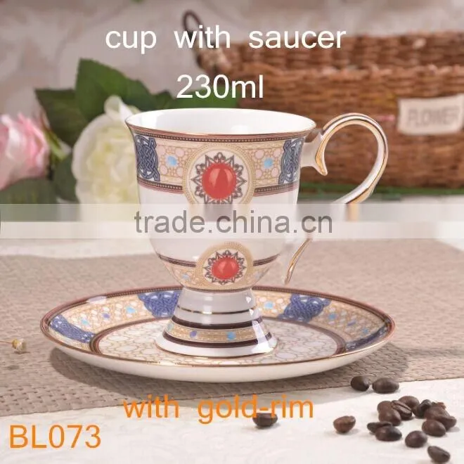 europe style bone china with gold-rim cup and saucer