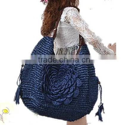 Straw Tote Bag crochet handmaded Style corn husk straw handbag women tote bag seagrass weave storage busket