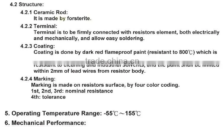 MOR 2WSS Metal oxide film resistor