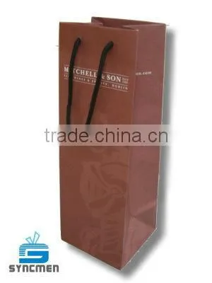 Wine Bottle Paper Bag, brown kraft paper bag, printed paper bag