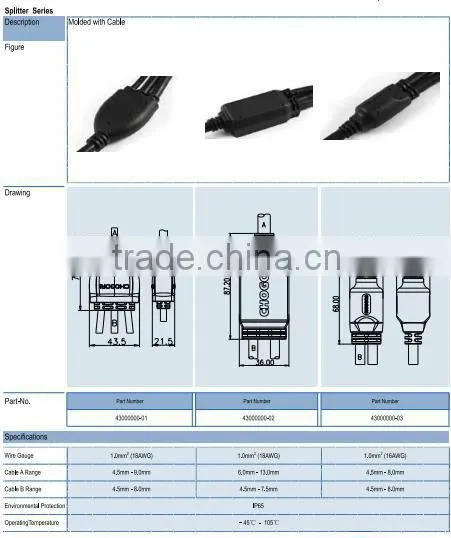 splitter series, power, IP65,waterproof connectors